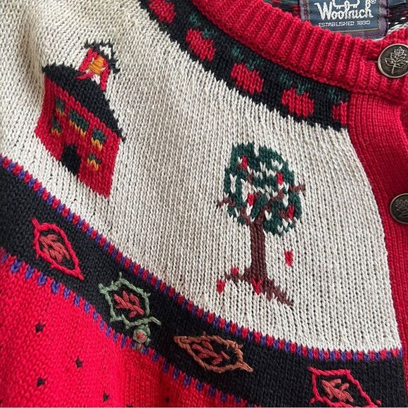 Vintage Woolrich fair isle cardigan sweater fall football squirrel Size M - Picture 5 of 6